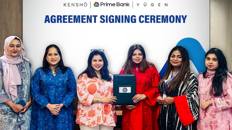 প্রাইম ব্যাংক এবং কেনসো, ইউজেন ঢাকা এবং ইউজেন ওয়াটারফ্রন্ট-এর মধ্যে চুক্তি স্বাক্ষর