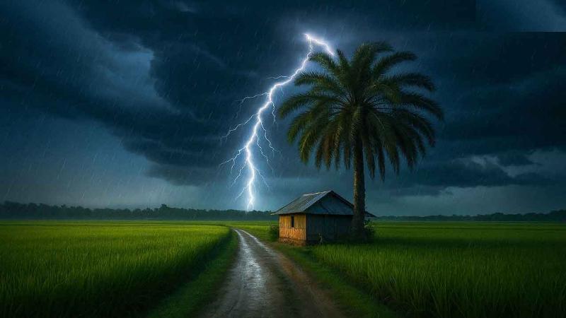তালতলীতে বজ্রপাতে ছেলে নিহত, বাবা আহত