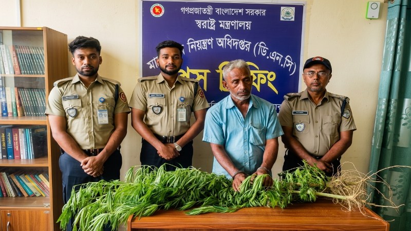 নাটোরে বেগুনক্ষেতে গাঁজার চাষ, অভিযানে ৩ গাছ উদ্ধার, আটক এক