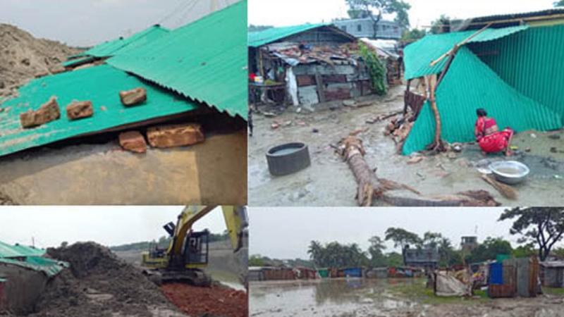 ডুমুরিয়ার ভদ্রা নদী খননের মাটি চাপা পড়ে ডুমুরিয়ায় আশ্রয়ণ প্রকল্পের ঘর ব্যাপক ক্ষতিগ্রস্ত