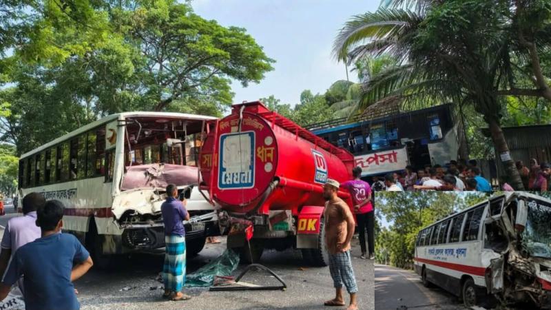 খুলনার ফুলতলা যুগ্নীপাশা নামক স্থানে যাত্রীবাহী বাস-ট্রাকের ত্রিমুখী সংঘর্ষে ৮ জন আহত