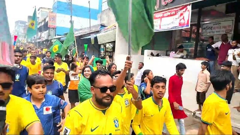সৈয়দপুরে ব্রাজিল দলের সমর্থনে বিশাল র‍্যালি