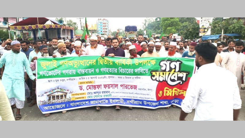 জুলাই গণঅভ্যুত্থানের দ্বিতীয় বার্ষিকী উপলক্ষ্যে নন্দীগ্রামে জামায়াতের গণসমাবেশ ও গণমিছিল