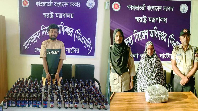 নাটোরে মাদকবিরোধী পৃথক অভিযানে ৪ জন মাদকসহ আটক