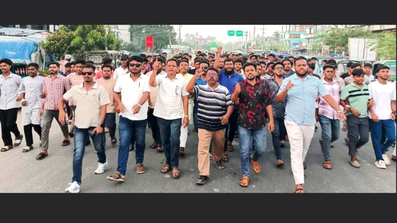 নন্দীগ্রামে ছাত্রদলের বিক্ষোভ মিছিল